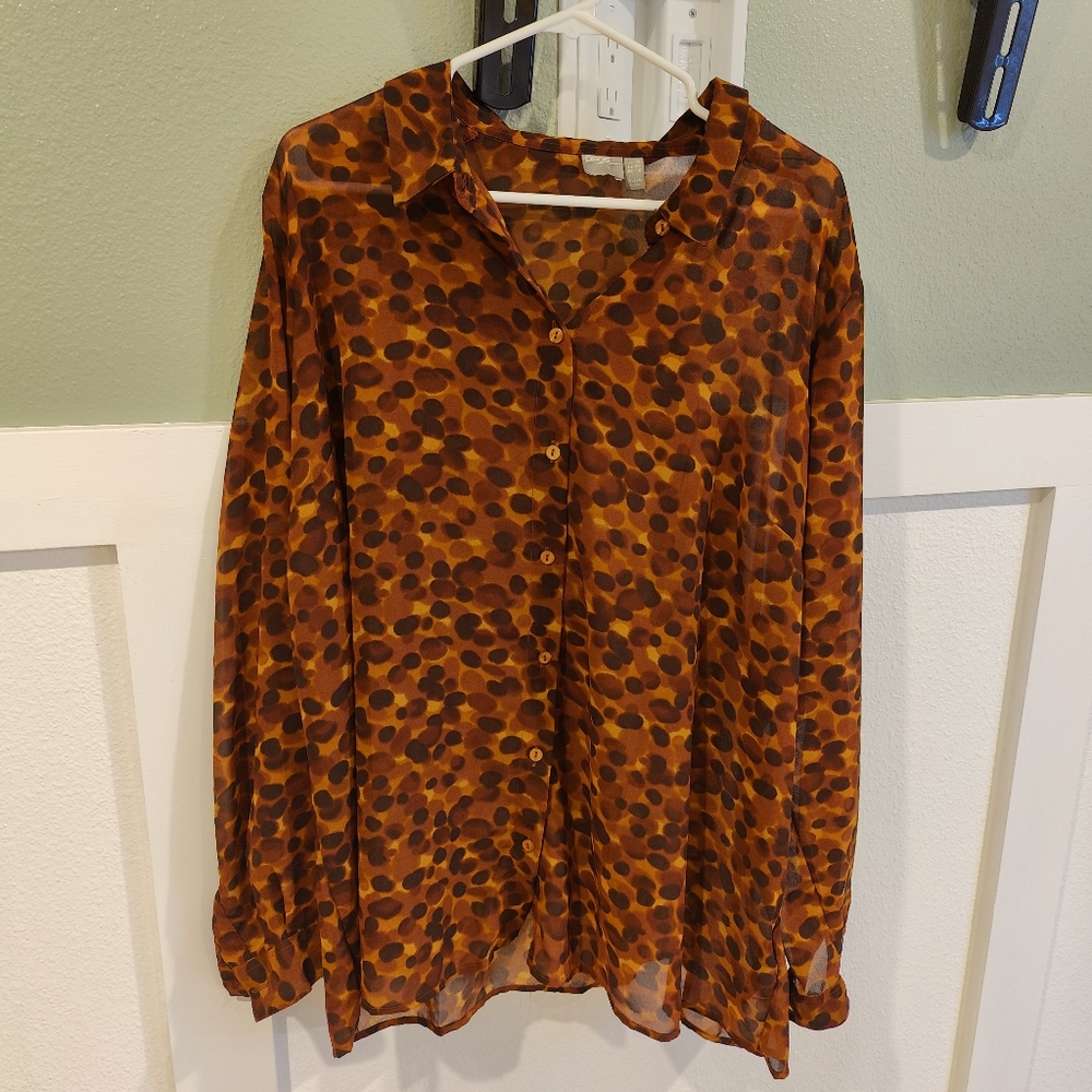 Women's Brown Polka Dot Blouse